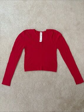 Fabletics Red Long-Sleeve Workout Top